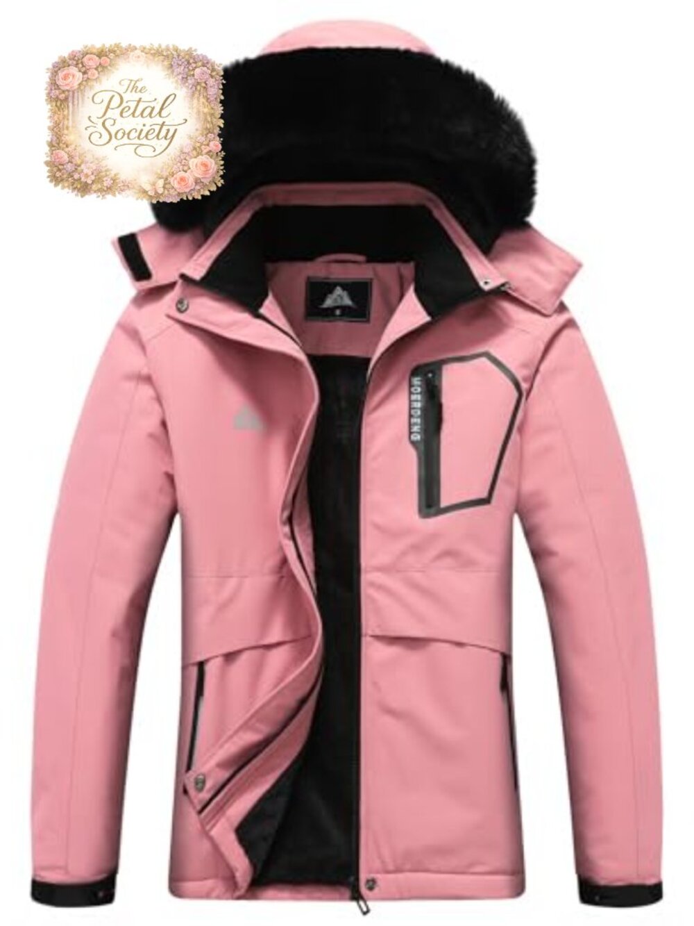Women's Waterproof Softshell Ski Snowboard Jacket Detachable Hood Zip Pockets